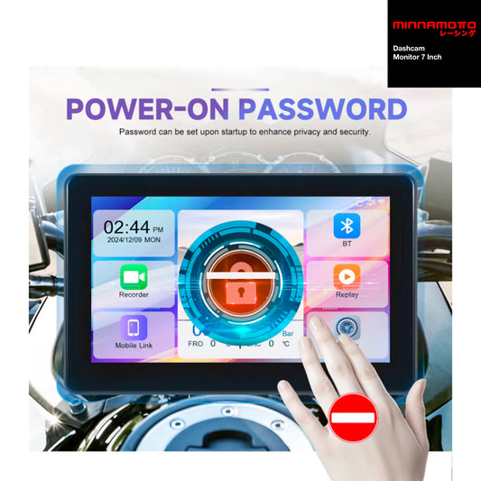 MINNAMOTO Dashcam Camera 7 Inch GPS Universal Motor Bluetooth HP Android Auto / Apple Carplay