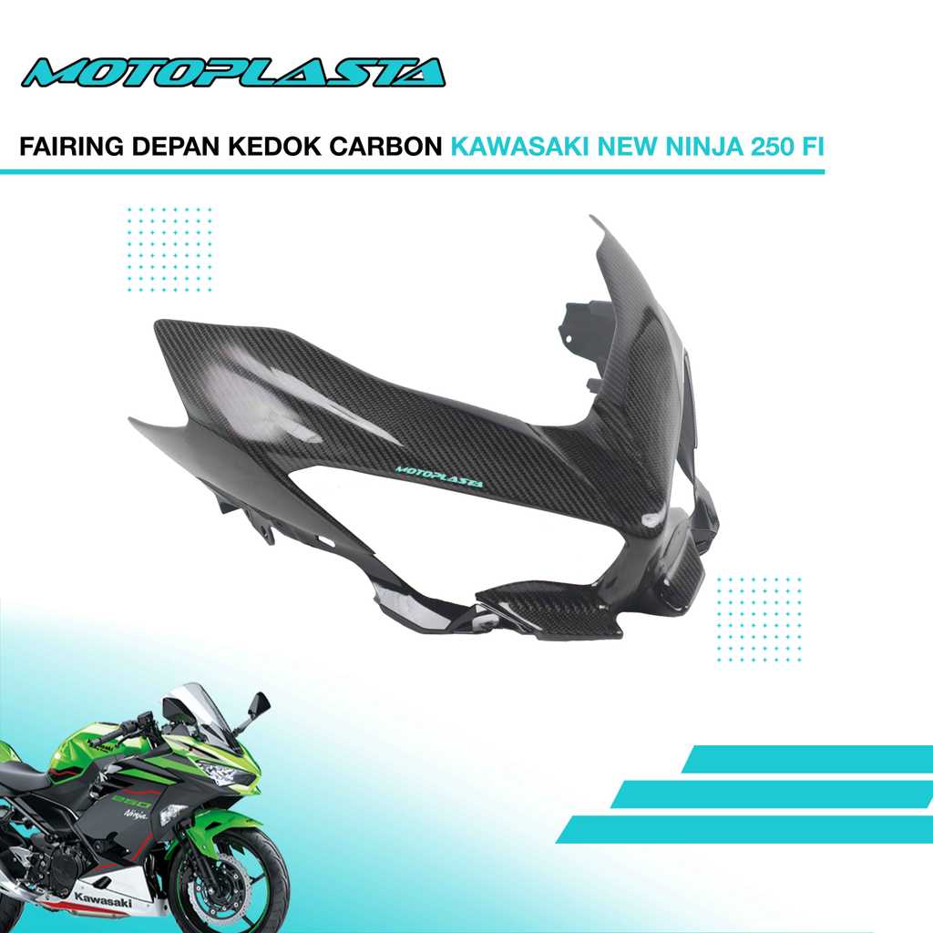 MOTOPLASTA Fairing Depan Kedok Carbon Kawasaki New Ninja 250 FI '18-Up