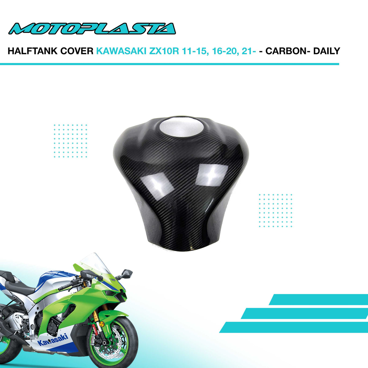 MOTOPLASTA Halftank Cover Dry Carbon Kawasaki ZX10R 16-20, 21-Up
