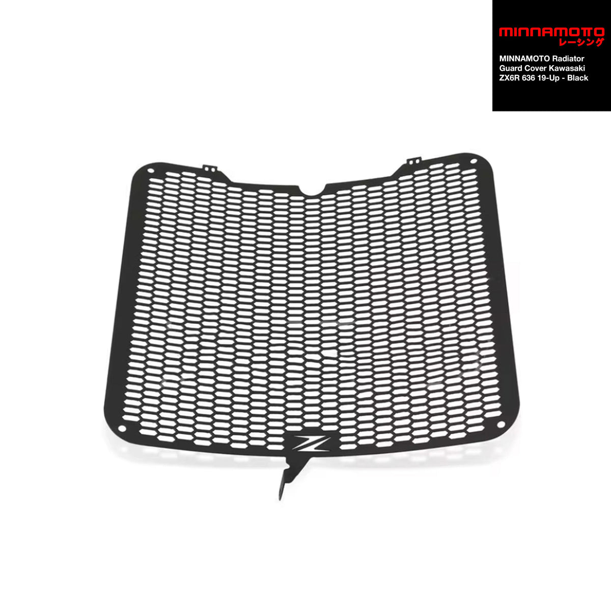 MINNAMOTO Radiator Guard Cover & Downpipe Grille Kawasaki ZX6R 636 19-Up PRO Black