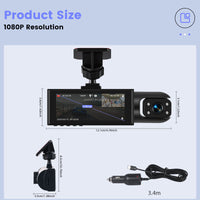INTELLIGHT Dashcam Car Dual 3.16 Inch 1080p Front & Inside