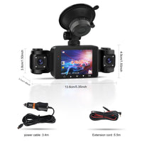 LIGHT Dashcam Car + Monitor 2.4 inch 1080p Inside Left & Right, Rear, Gravity Sensor