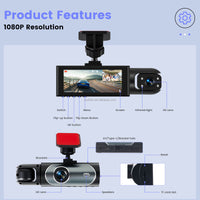 INTELLIGHT Dashcam Car Dual 3.16 Inch 1080p Front & Inside