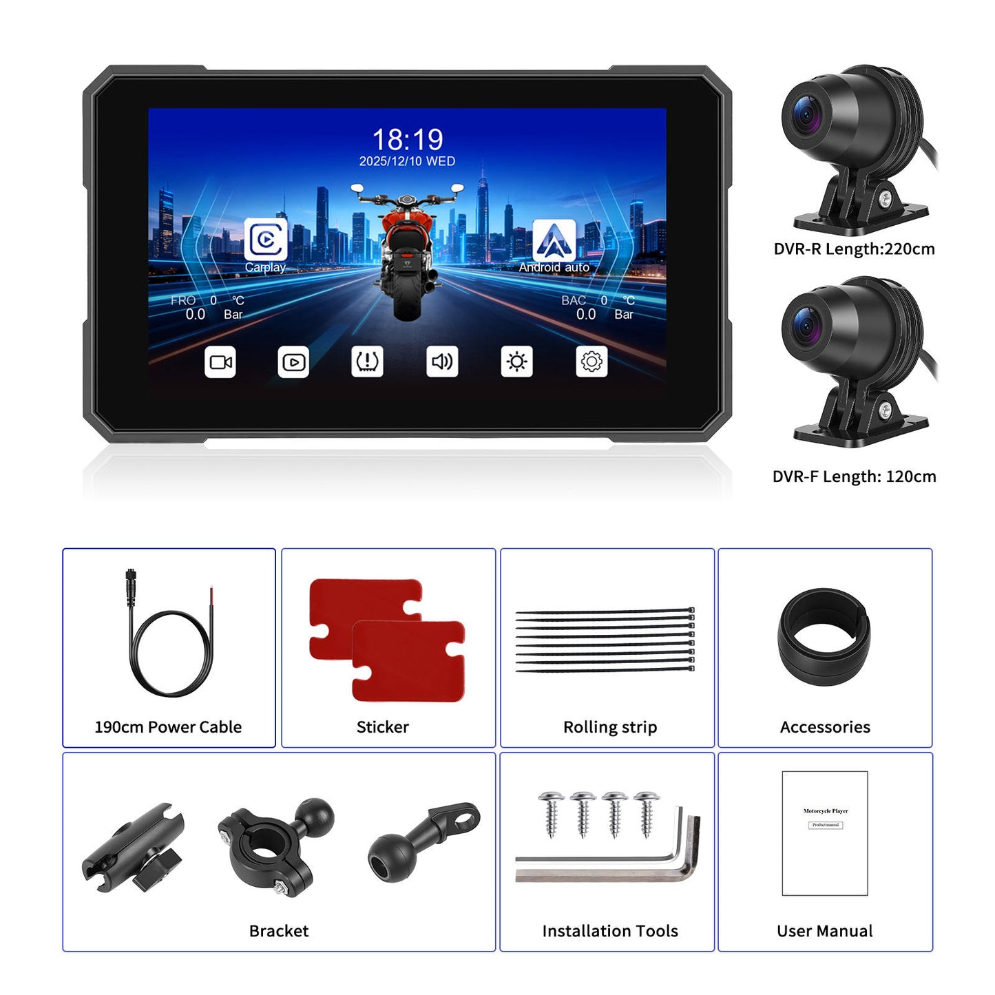INTELLIGHT GPS Monitor 5 Inch + Dashcam Camera 2 Unit Motor