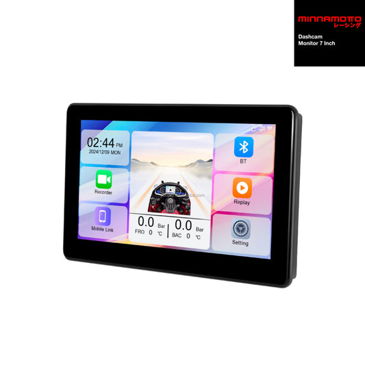 MINNAMOTO Dashcam Camera 7 Inch GPS Universal Motor Bluetooth HP Android Auto / Apple Carplay