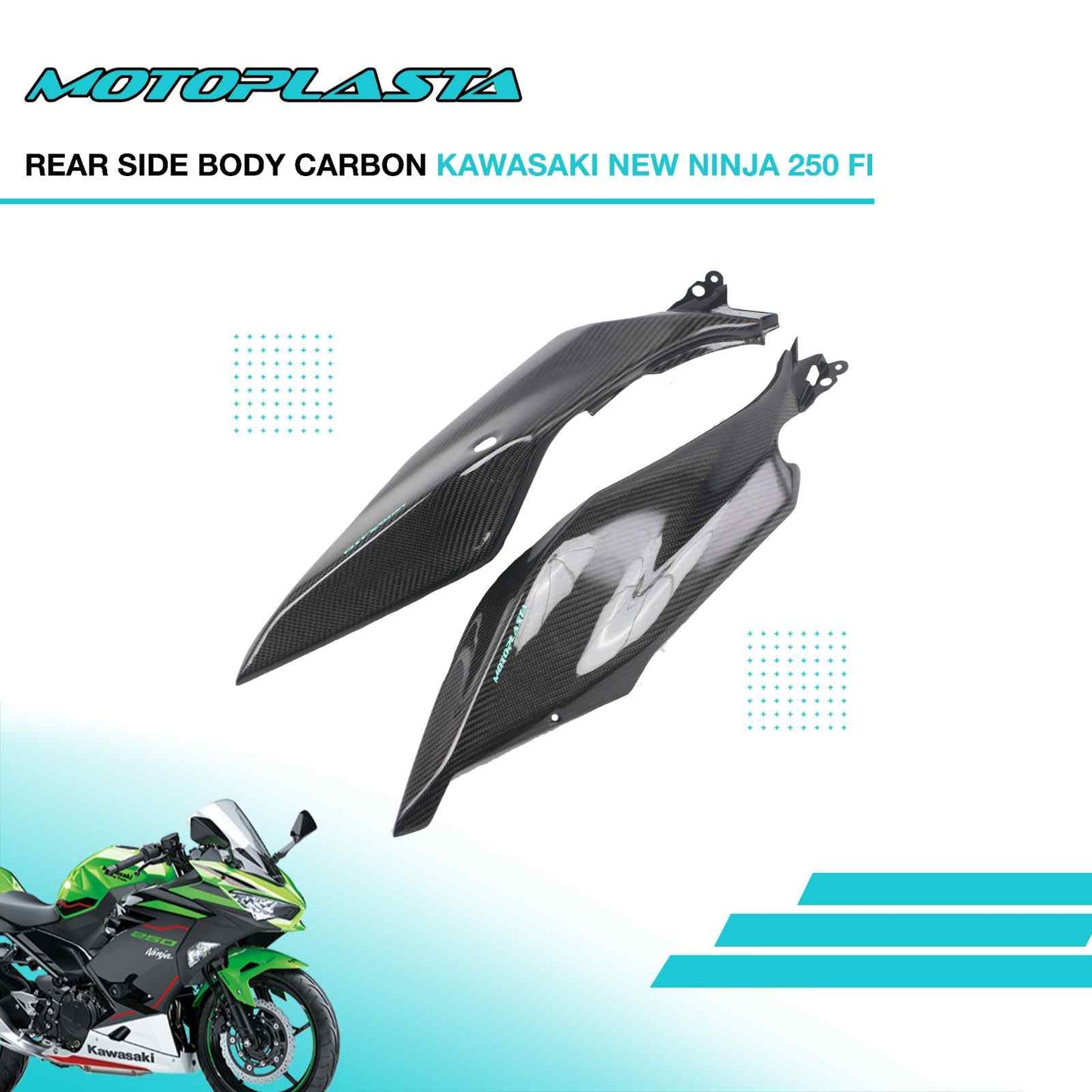 MOTOPLASTA Rear Side Body Carbon Kawasaki New Ninja 250 FI