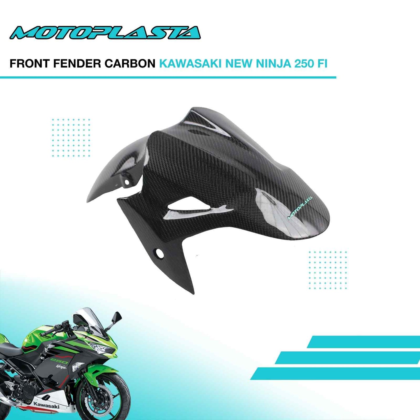 MOTOPLASTA Front Fender Carbon Spakbor Depan Kawasaki New Ninja 250 FI