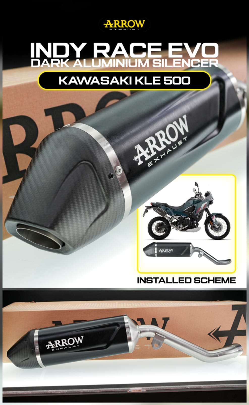 ARROW Exhaust Knalpot Kawasaki KLE 500 Indy Race EVO