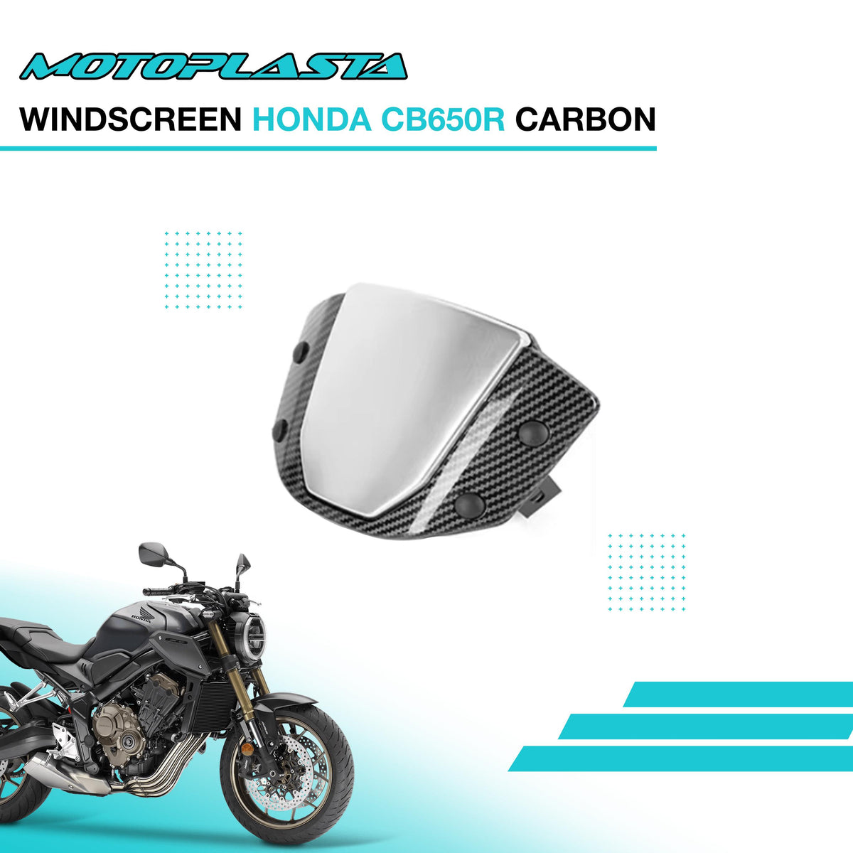 MOTOPLASTA Windscreen Honda CB650R 19-23 / 24-Up E-Clutch Windshield Visor