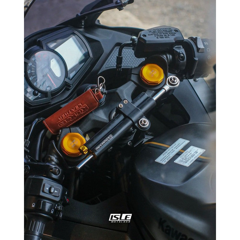 MINNAMOTO Bracket Steering Damper Kawasaki ZX25R, Ninja 250 FI New / Old, ZX6R, ZX636, Z800, Z1000 Sugomi, Z250, Z900 17-19, Z900 20-Up, Z900 RS