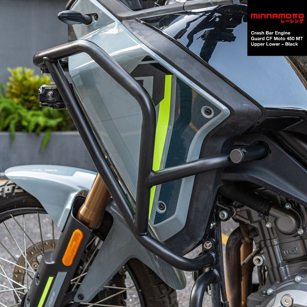 MINNAMOTO Crash Bar Engine Guard CF Moto 450 MT Upper Lower – Black