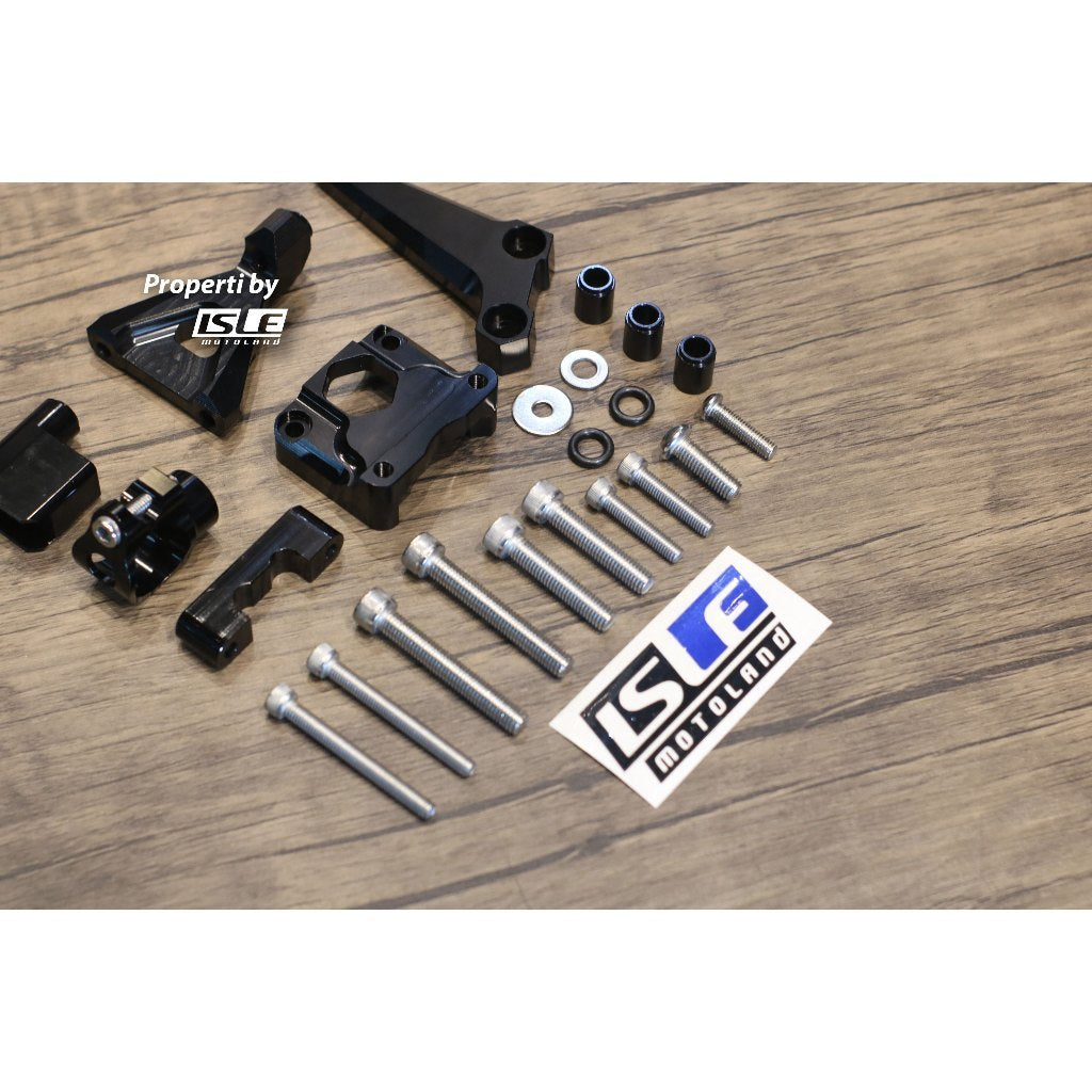 MINNAMOTO Bracket Steering Damper Kawasaki ZX25R, Ninja 250 FI New / Old, ZX6R, ZX636, Z800, Z1000 Sugomi, Z250, Z900 17-19, Z900 20-Up, Z900 RS
