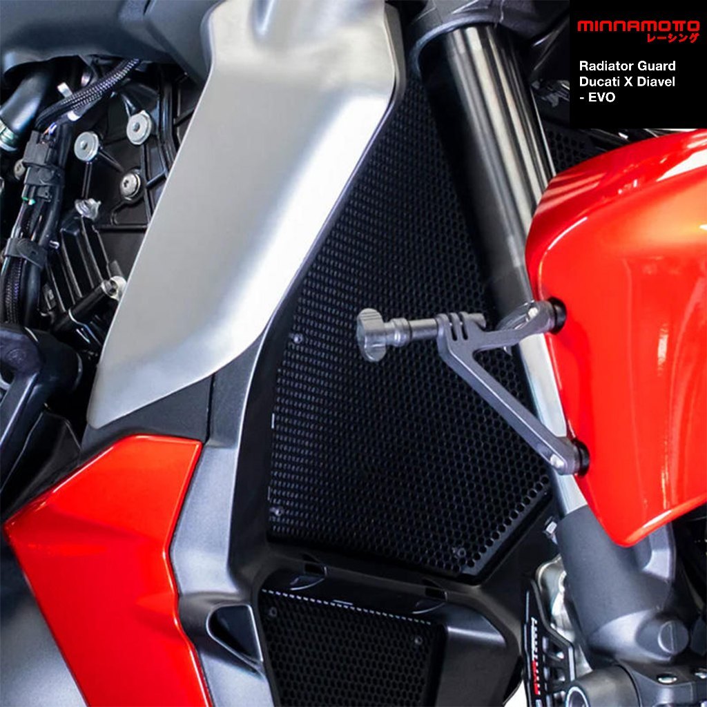MINNAMOTO Radiator Guard + Downpipe Grille Cover Ducati X Diavel EVO Pelindung Radiator