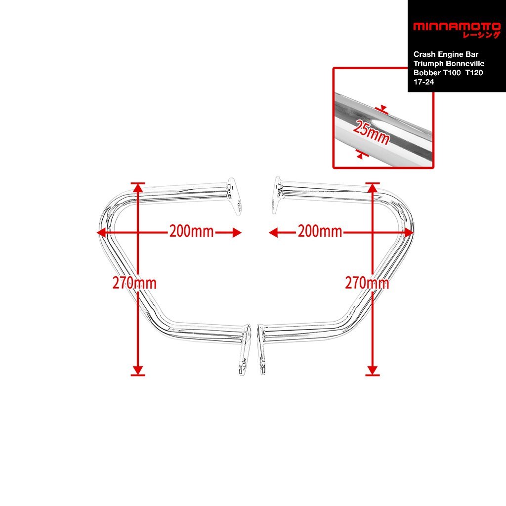 MINNAMOTO Crash Engine Bar Triumph Bonneville Bobber T100 / T120 17-24