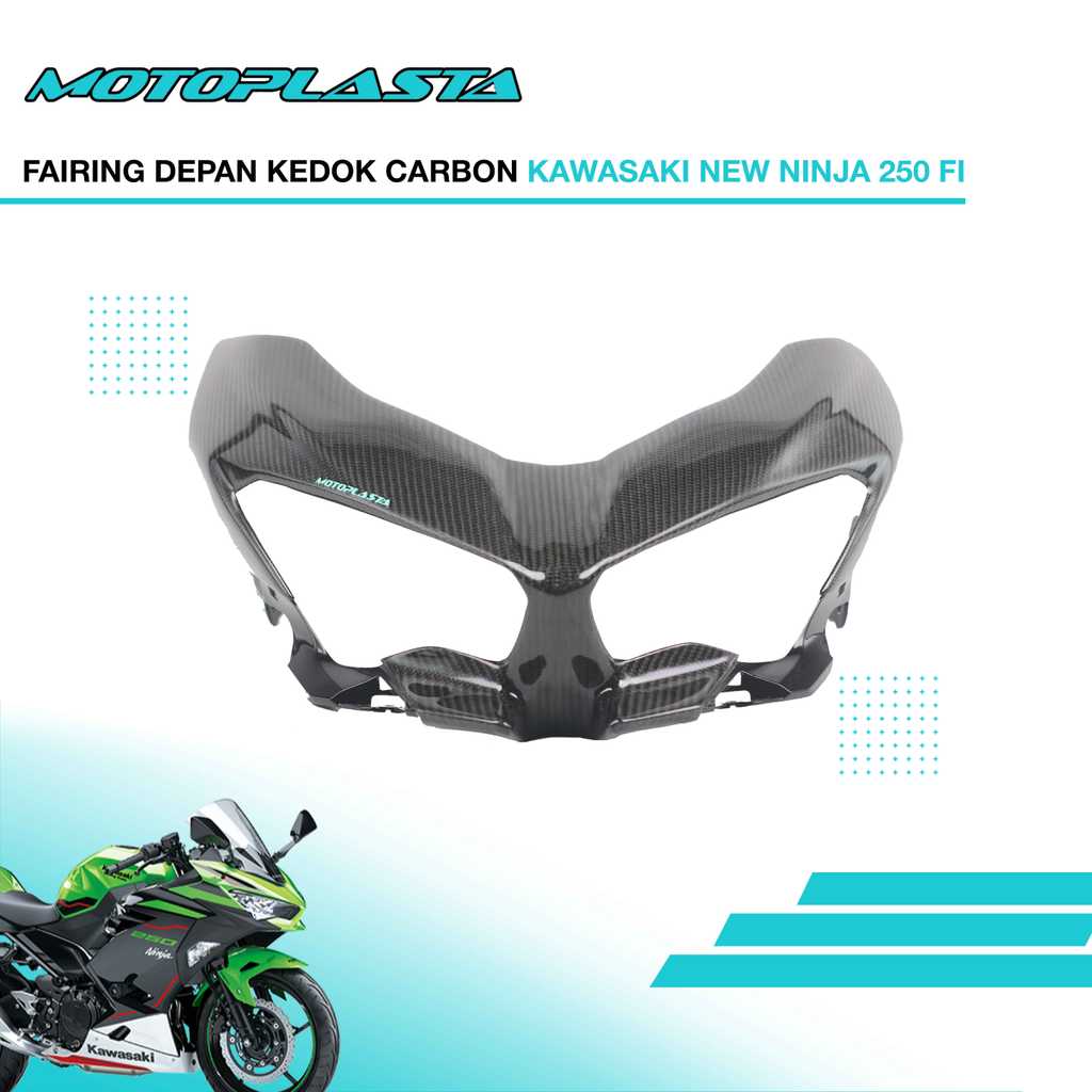 MOTOPLASTA Fairing Depan Kedok Carbon Kawasaki New Ninja 250 FI '18-Up