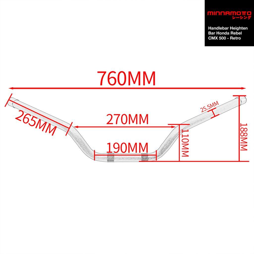 MINNAMOTO Handlebar Stang Honda Rebel CMX 500 Retro Medium High / Drag Low